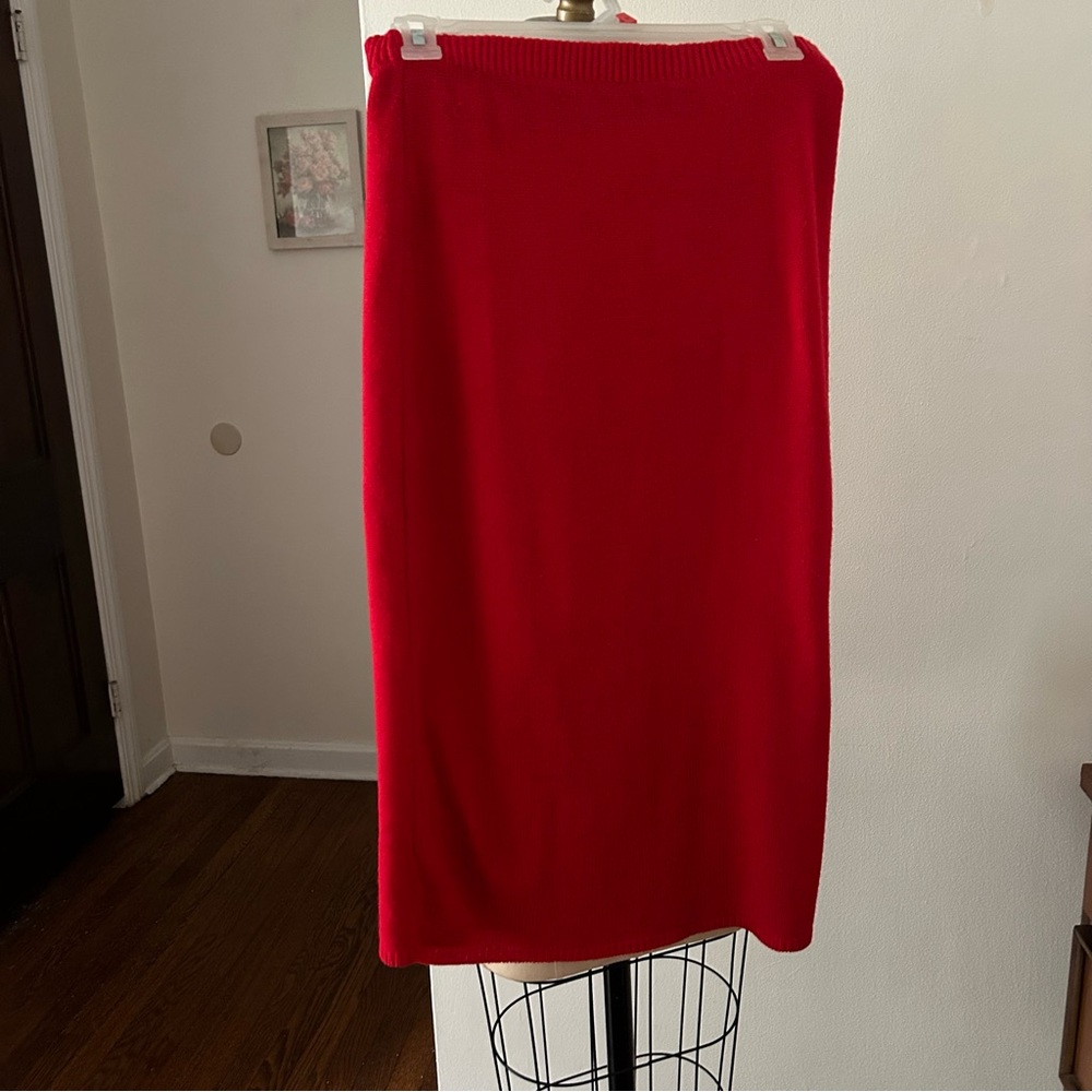 Vintage Jean L’Maurent Bright Red Acrylic Pencil Skirt